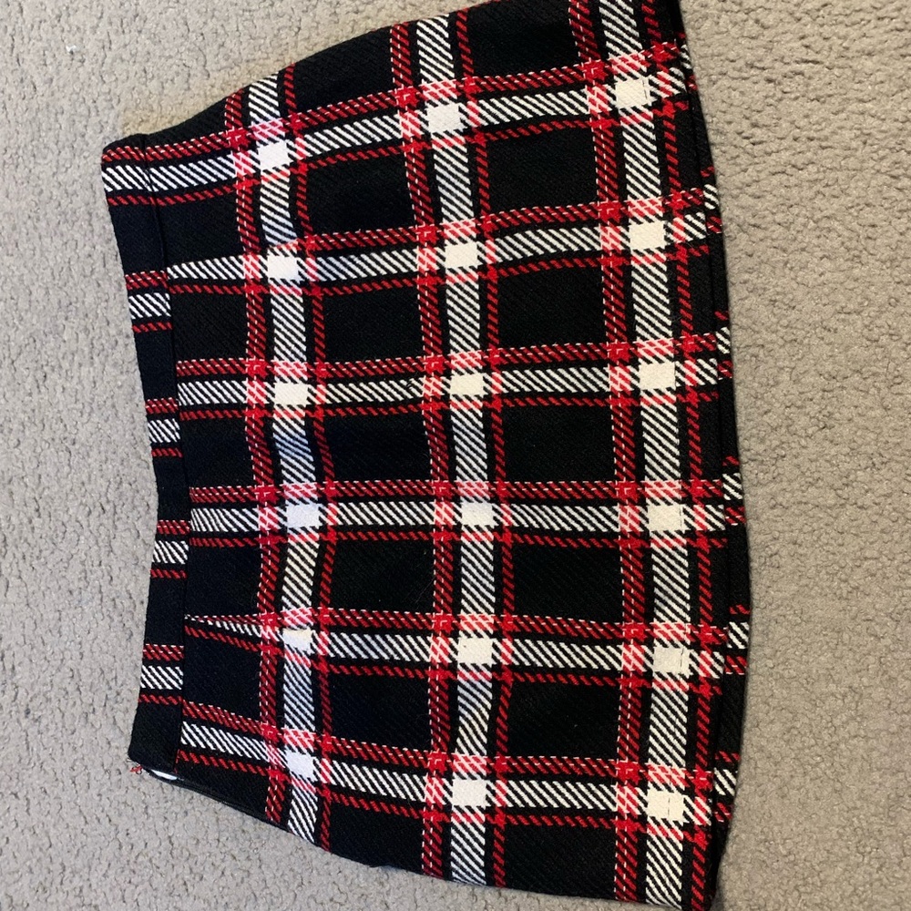 red plaid mini skirt